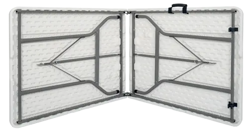 EVENT TABLE 150, cateringový skládací stůl 1520x700 mm, deska plastová bílá, kostra kovová šedá