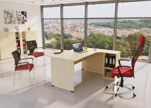 STEFANO židle kancelářská, područky plastové, opěrák černá MESH/ vínová