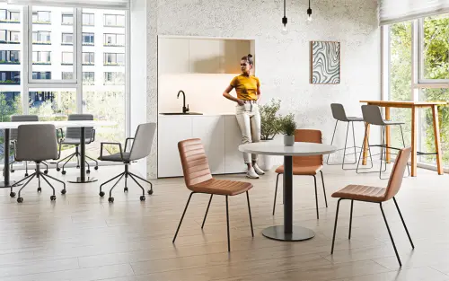 ARCA BAR BLACK, židle barová, ekologická kůže cappuccino