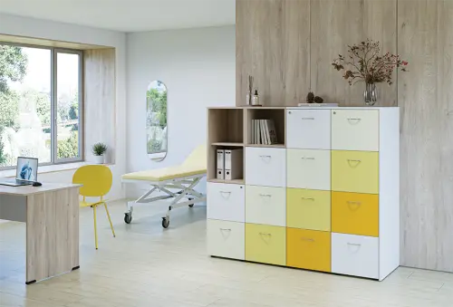 LKR - 4 dřevěná kartotéka A4, 4-zásuvková, centrální zámek, buk Royal