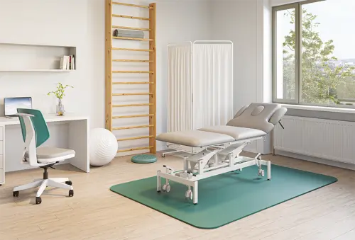 MEDIPLUS 5, lehátko vyšetřovací zdravotní, 5-segmentové, elektricky stavitelné, barva Medi SK světle šedá