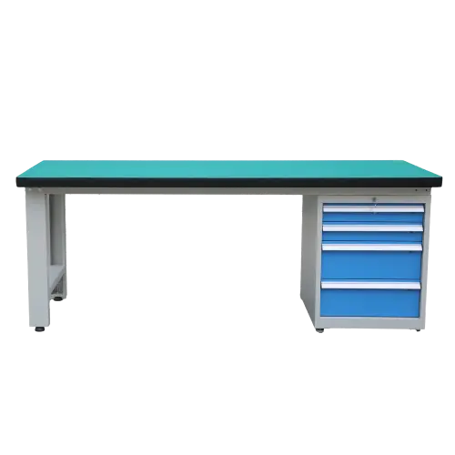 KSA 210/80, dílenský pracovní stůl, šedá/modrá