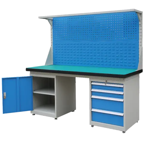MP 1800, dílenský pracovní stůl, šedá/modrá