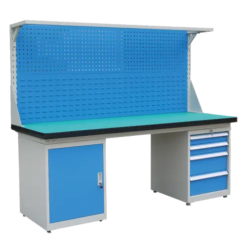 MP 2100, dílenský pracovní stůl, šedá/modrá