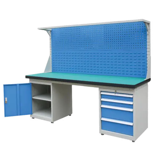 MP 2100, dílenský pracovní stůl, šedá/modrá