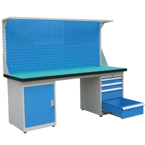 MP 2100, dílenský pracovní stůl, šedá/modrá