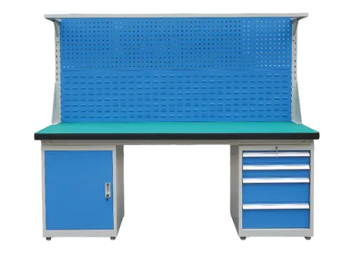 MP 2100, dílenský pracovní stůl, šedá/modrá