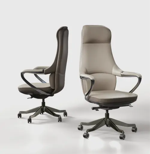 REYA, židle kancelářská, titan kříž, světle šedá kůže/antracit PU