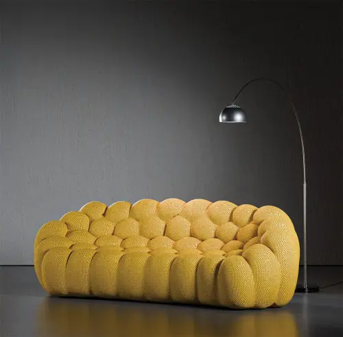 BUBBLES - 1, pohovka 1-místná, látka žlutá