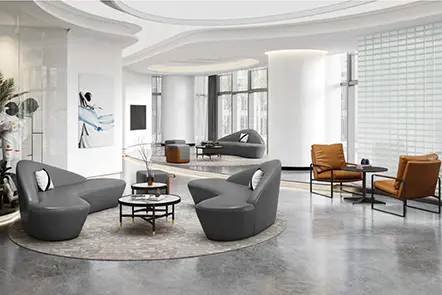 LOBBY, sedací souprava, ekologická kůže kašmírově šedá