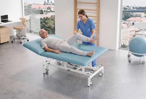 MEDIMAX 1050, lehátko vyšetřovací zdravotní široké 1050 mm, 2-segmentové, elektricky stavitelné, Medi SK světlá káva