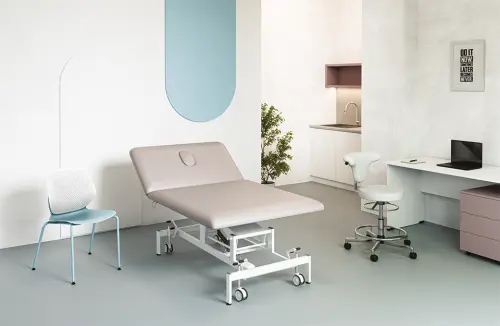 MEDIMAX 1050, lehátko vyšetřovací zdravotní široké 1050 mm, 2-segmentové, elektricky stavitelné, Medi SK pastelově zelená