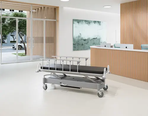 STRETCHER HYDRAULIC 02, hydraulické transportní lehátko, koženka černá