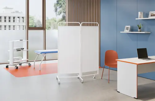 MEDIVAN LAK 3, zástěna 3-dílná, kovová konstrukce, výplň plastová, bílá/žlutá