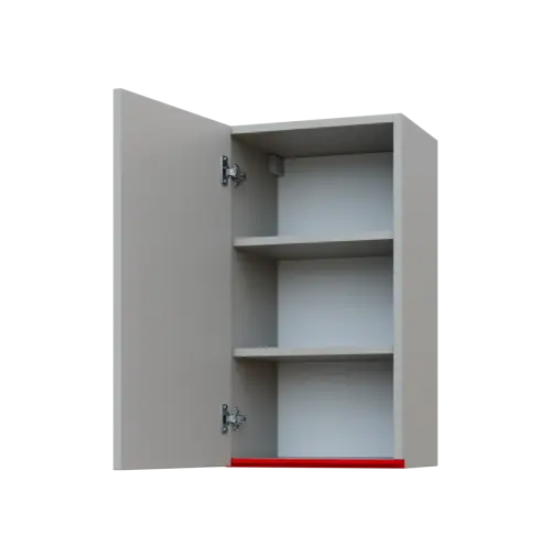 MHCH - 4D horní skříňka, 1-dveřová, levá, 730x400x300, světle šedá, profil červený