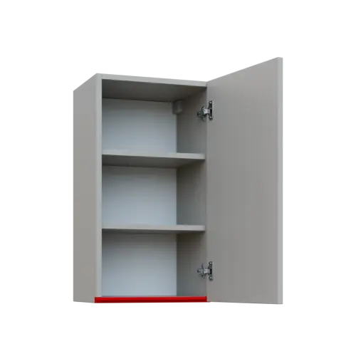 MHCH - 4D horní skříňka, 1-dveřová, pravá, 730x400x300, světle šedá, profil červený