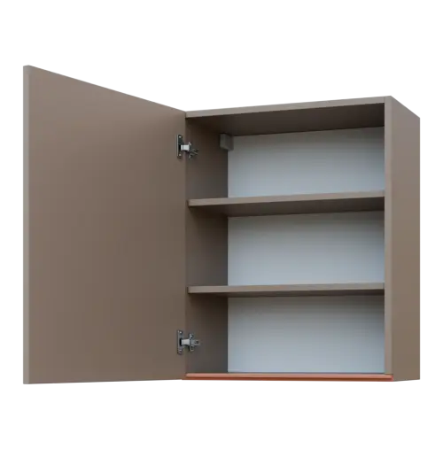MHCH - 6D horní skříňka, 1-dveřová, levá, 730x600x300, taupe hnědá, profil béžově růžový