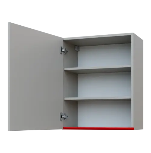 MHCH - 6D horní skříňka, 1-dveřová, levá, 730x600x300, světle šedá, profil červený