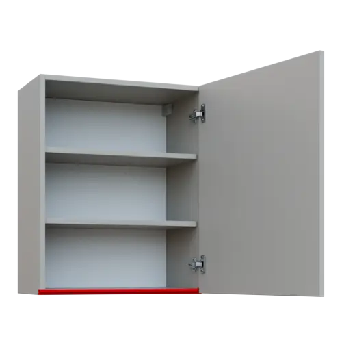 MHCH - 6D horní skříňka, 1-dveřová, pravá, 730x600x300, světle šedá, profil červený