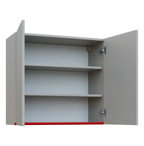 MHCH - 8D horní skříňka, 2-dveřová, 730x800x300, světle šedá, profil červený