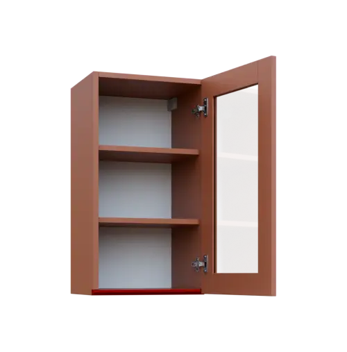 MHCH - 4S horní skříňka, 1-dveřová, prosklená, pravá, 730x400x300, pudrově hnědá, profil burgundy
