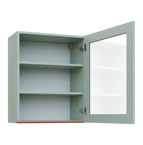 MHCH - 6S horní skříňka, 1-dveřová, prosklená, pravá, 730x600x300, šedozelinkavá, profil béžově růžový