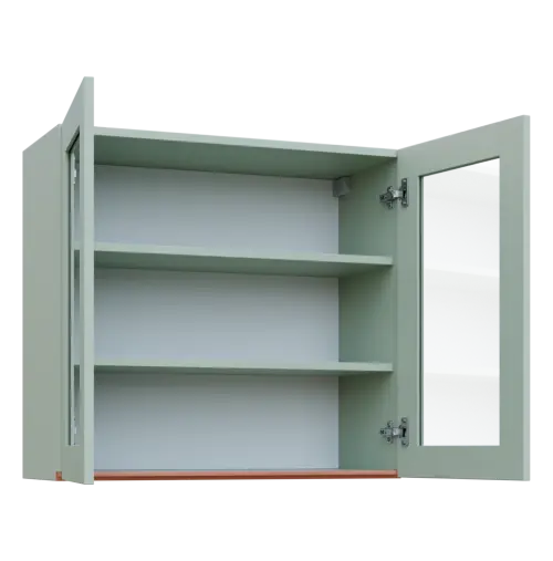 MHCH - 8S horní skříňka, 2-dveřová, prosklená, 730x800x300, šedozelinkavá, profil béžově růžový