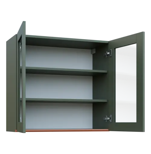 MHCH - 8S horní skříňka, 2-dveřová, prosklená, 730x800x300, agáve zelená, profil béžově růžový