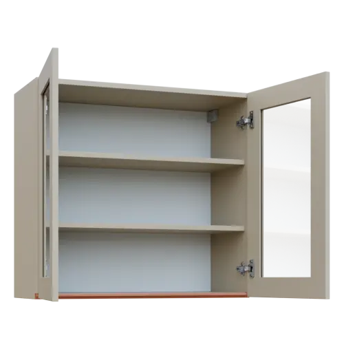 MHCH - 8S horní skříňka, 2-dveřová, prosklená, 730x800x300, teplá šedá, profil béžově růžový