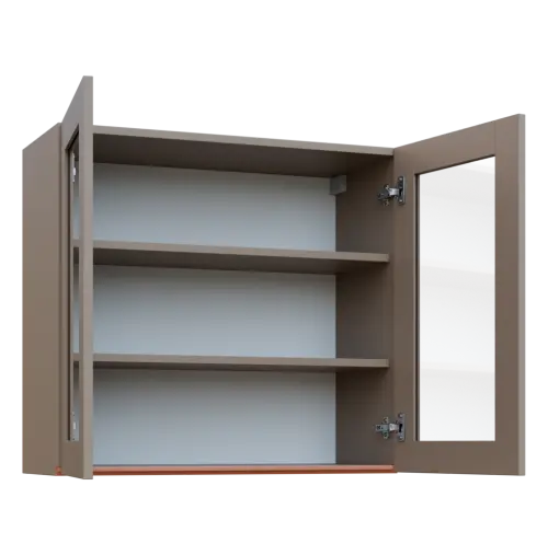 MHCH - 8S horní skříňka, 2-dveřová, prosklená, 730x800x300, taupe hnědá, profil béžově růžový