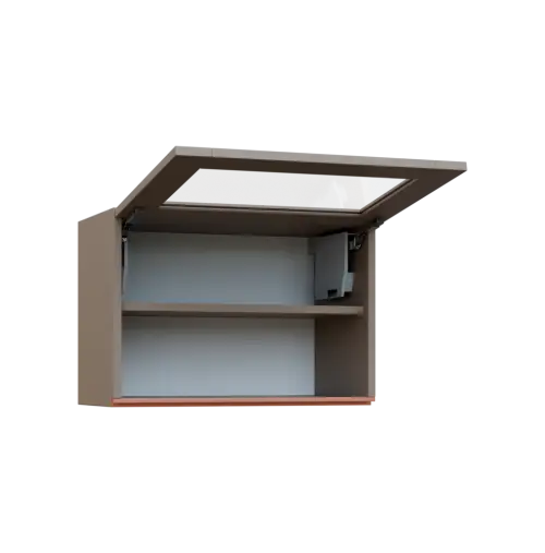 MHCHV - 64S horní skříňka, výklop, prosklená, 414x600x300, taupe hnědá, profil béžově růžový