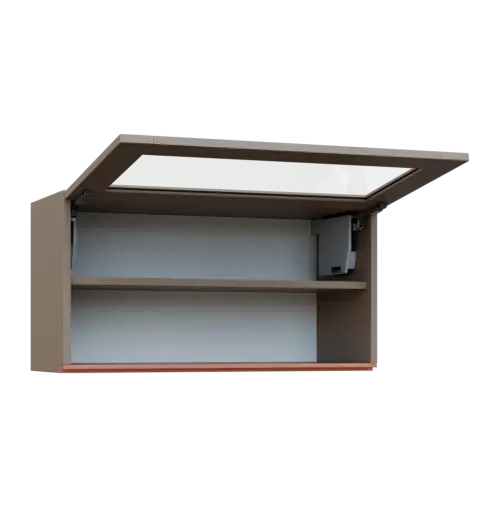 MHCHV - 84S horní skříňka, výklop, prosklená, 414x800x300, taupe hnědá, profil béžově růžový