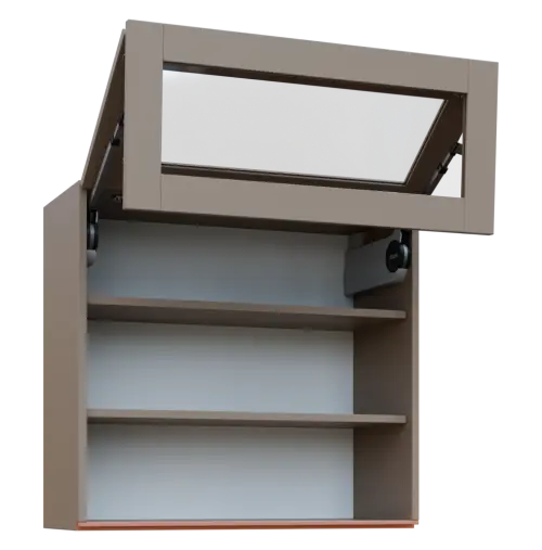 MHCHVV - 8S horní skříňka, 2 výklopy, prosklená, 730x800x300, taupe hnědá, profil béžově růžový
