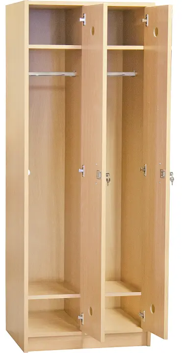 STL - 180 - 80 šatní skříň dřevěná, 2-dveřová, šatní tyč, 1800 x 800 x 500, sokl, korpus buk royal/dveře pomeranč