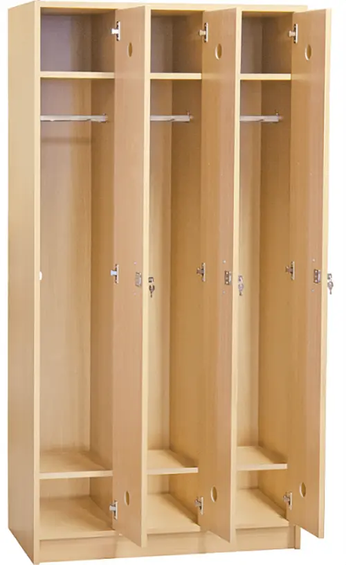 STL - 180 - 90 šatní skříň dřevěná, 3-dveřová, šatní tyč, 1800 x 900 x 500, sokl, ořech královský