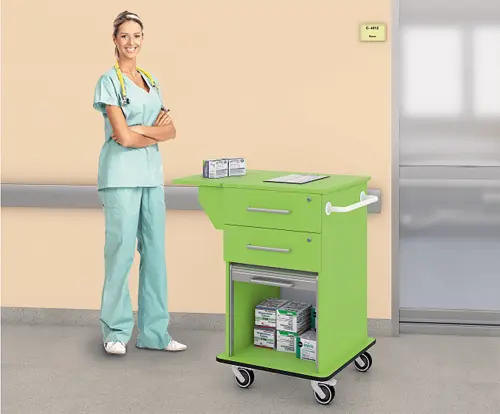 VIZITA 01 R mobilní vozík vizitový, korpus smetanový, čílka smetanová