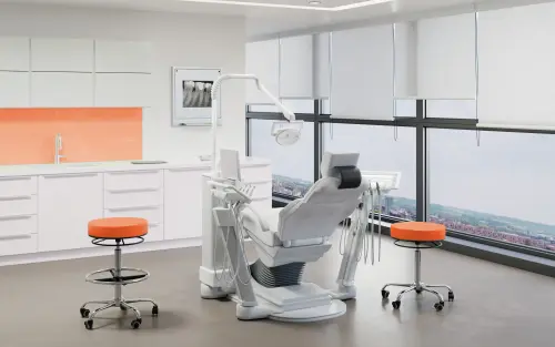 LZ 24 H židle lékařská, kruh pro nohy, kříž chrom, ekokůže, mandarinková