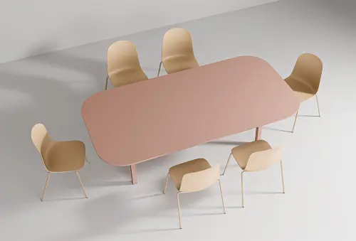 RGY 11 stůl jednací, masivní dřevěná podnož, zásuvkový systém EVOLINE, deska 18 mm, široký 2400 mm, vodní