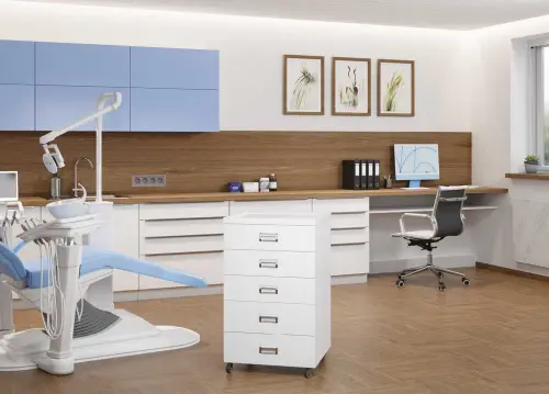 DENTAL 1 vozík asistenční, korpus bílá, čílka tmavě šedá