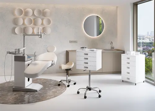 DENTAL 1 vozík asistenční, korpus bílá, čílka bílá