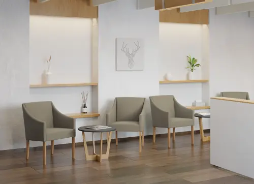 NOVA křeslo, přírodní dřevo-buk, látka béžová