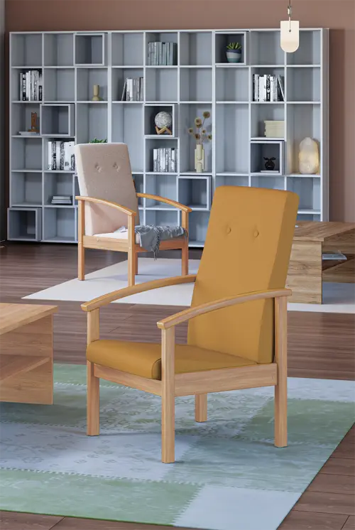 ANTAL křeslo čalouněné koženkou, oranžová