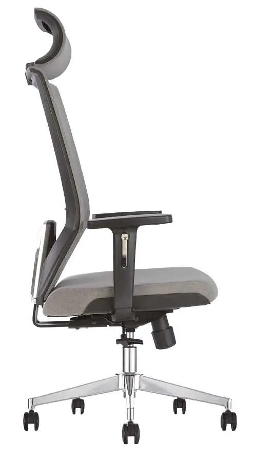 DENIS kancelářská židle s podhlavníkem, kříž chrom, šedá
