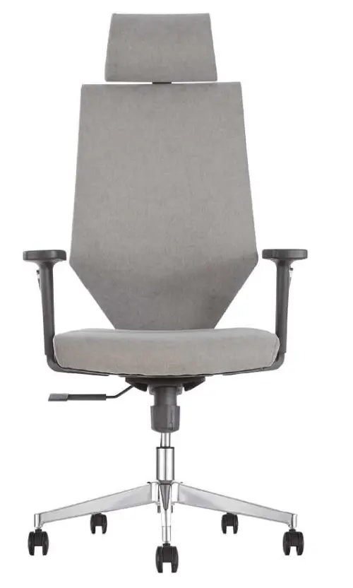DENIS kancelářská židle s podhlavníkem, kříž chrom, šedá