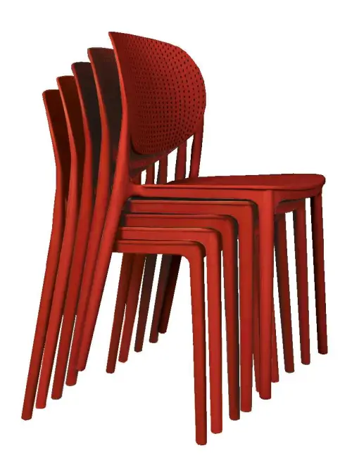 ERIKA židle plastová, perforovaný opěrák, červená