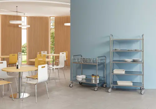 MOBILE 23 vozík 2-policový s ohrádkou, nerez