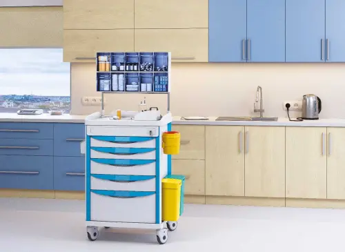 OVM - 01 vozík zdravotnický, zásuvky modré