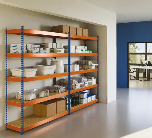 HEAVY regál 2400x1800x600/5 polic/400 kg, modrá/oranžová