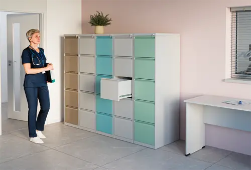 JP - 405 NEW kartotéka 5-zásuvková, 1631x390x620 mm, šedá/oranžová