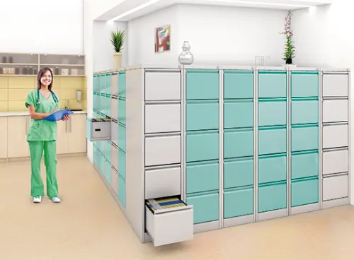 JP - 405 NEW kartotéka 5-zásuvková, 1631x390x620 mm, šedá/jarní zeleň